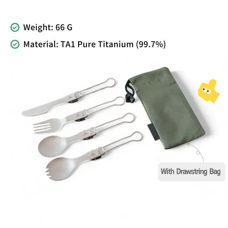 Adrift Allseason | Titanium 4-Piece Folding Cutlery Set – Ultralight, Portable