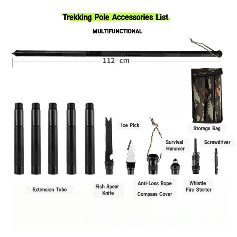 Telescopic Hiking Tool – Foldable Trekking Pole & Self-Defense Stick