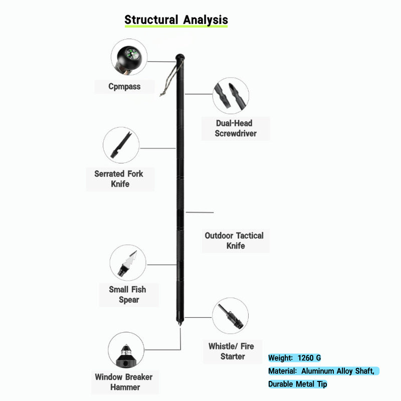 Telescopic Hiking Tool – Foldable Trekking Pole & Self-Defense Stick