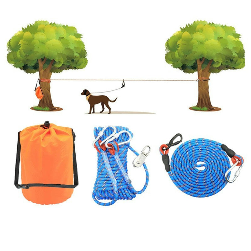 15m Reflective Dog Tie-Out Cable with Hooks & Pulley