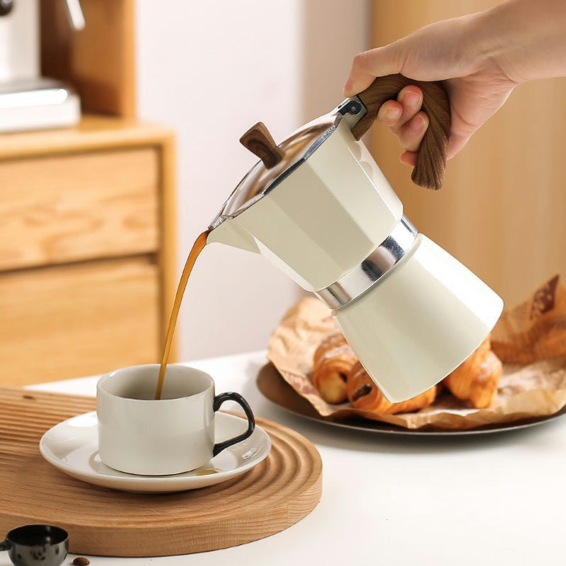 Octagonal Moka Coffee Pot – 300ml Aluminum Espresso Maker