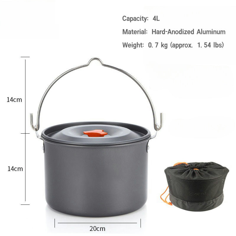 4L Outdoor Aluminum Hanging Pot – Non-Stick Camping Soup & Cooking Pot