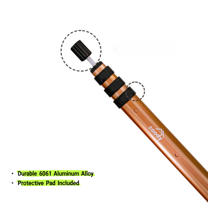 Coody 2.8m Adjustable Aluminum Tent Poles – 3 Pack