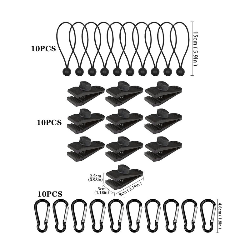 Tent Clip Set – Windproof Nylon Grips for Tarps & Awnings