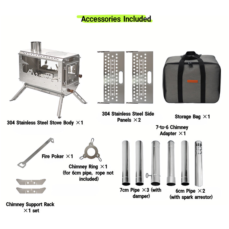 Wild Hunter - Large | Camping Stove, Stainless Steel Folding Campfire Oven