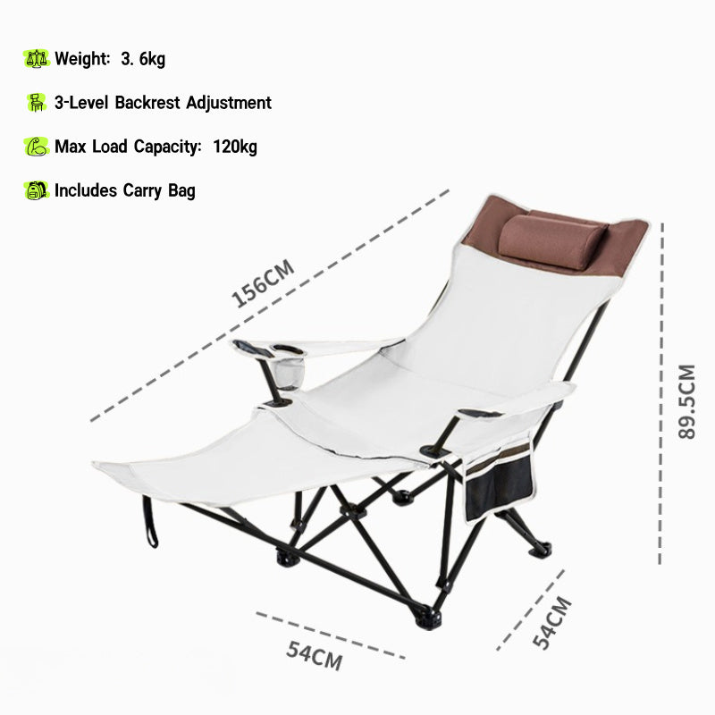 Folding Recliner Chair with Footrest – Portable Lounger