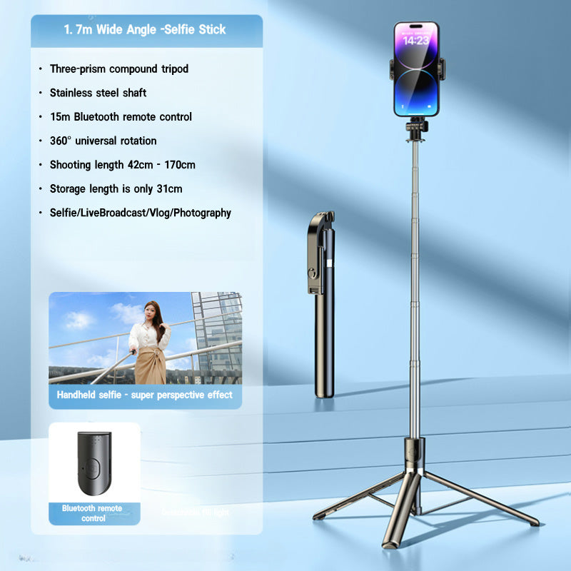 Mini Bluetooth Selfie Stick Tripod – Portable with Fill Light & Phone Holder