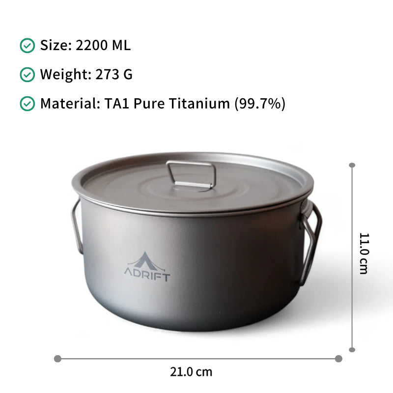 Adrift Allseason | Titanium Double-Eared Pot with Lid