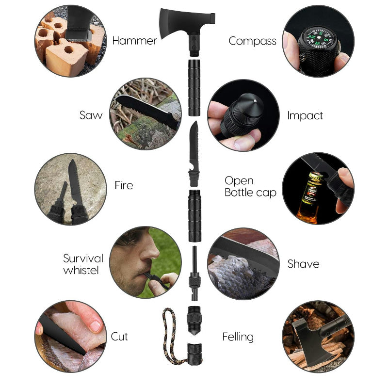 Folding Camping Axe Tool – Survival Hatchet with Hammer for Outdoor Use