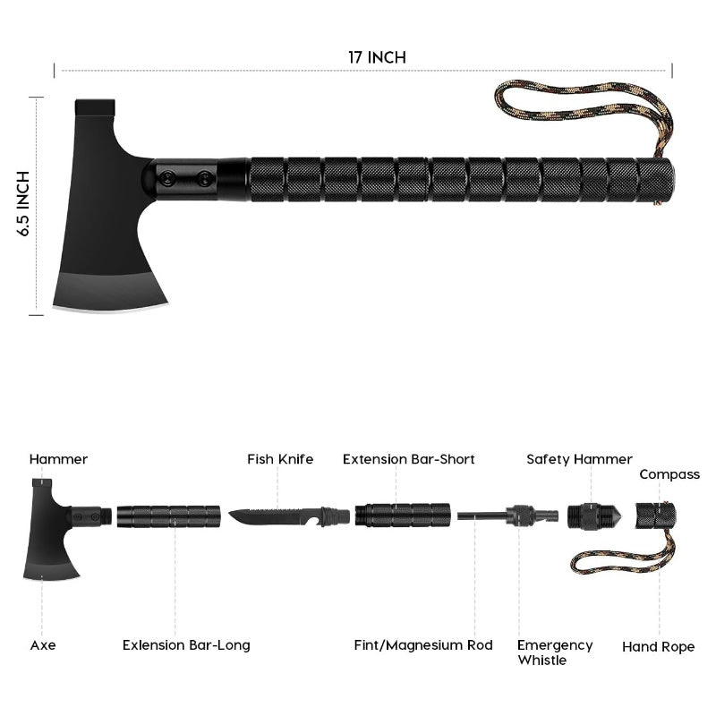Folding Camping Axe Tool – Survival Hatchet with Hammer for Outdoor Use