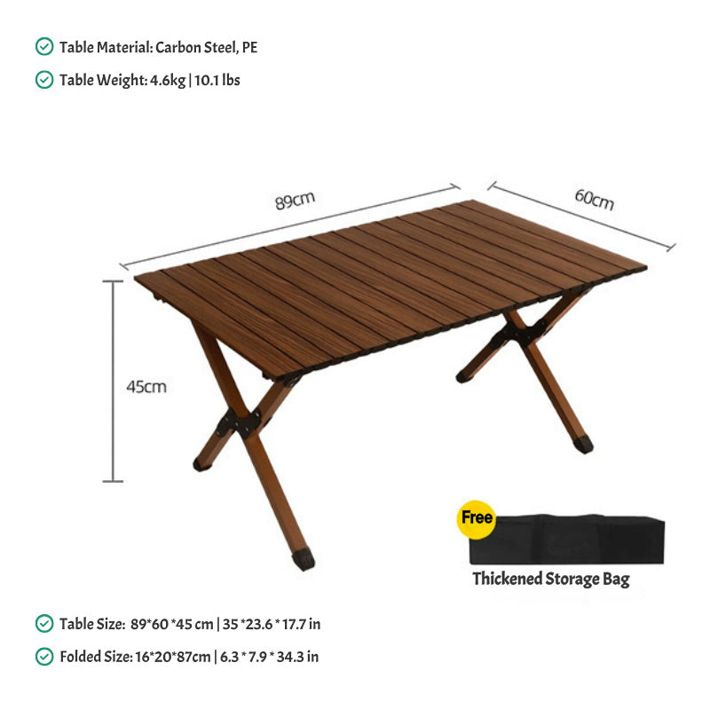 Egg Roll Folding Table – Outdoor Camping Table, Carbon Steel, 3 Sizes