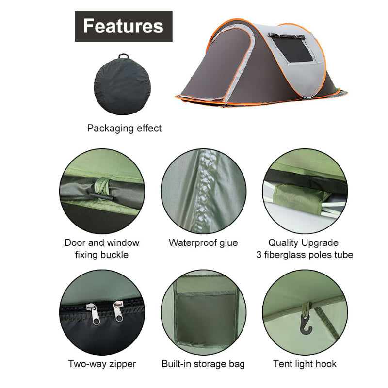 5–6 Person Traditional Pop-Up Tent – Instant Setup for Family Camping