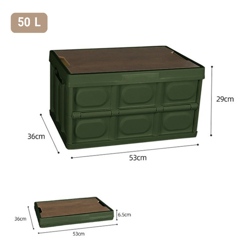 Folding Storage Box with Lid - Large Capacity for Camping and Home Use