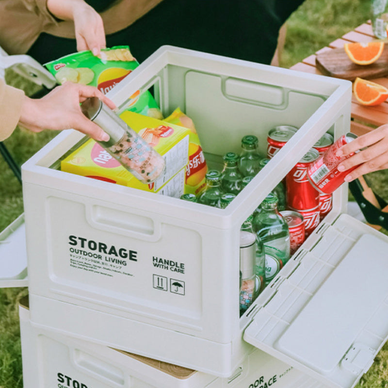 Outdoor Folding Storage Box with Side Door & Wooden Lid