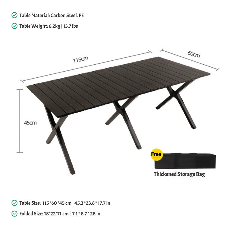 Egg Roll Folding Table – Outdoor Camping Table, Carbon Steel, 3 Sizes
