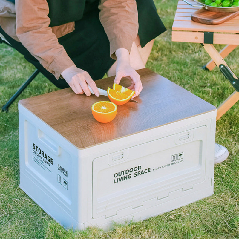Outdoor Folding Storage Box with Side Door & Wooden Lid