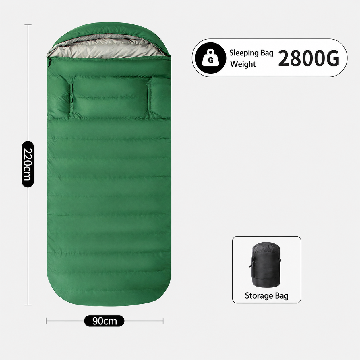 Down Sleeping Bag – Extra-Wide Egg Shape with Hand Slots