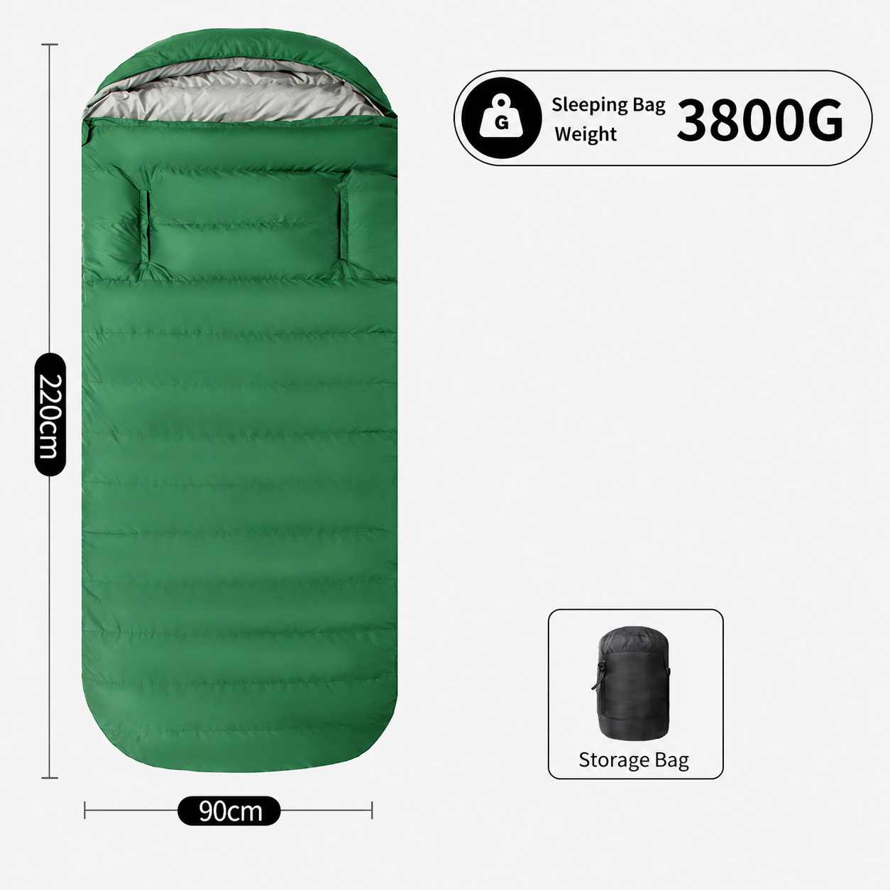 Down Sleeping Bag – Extra-Wide Egg Shape with Hand Slots