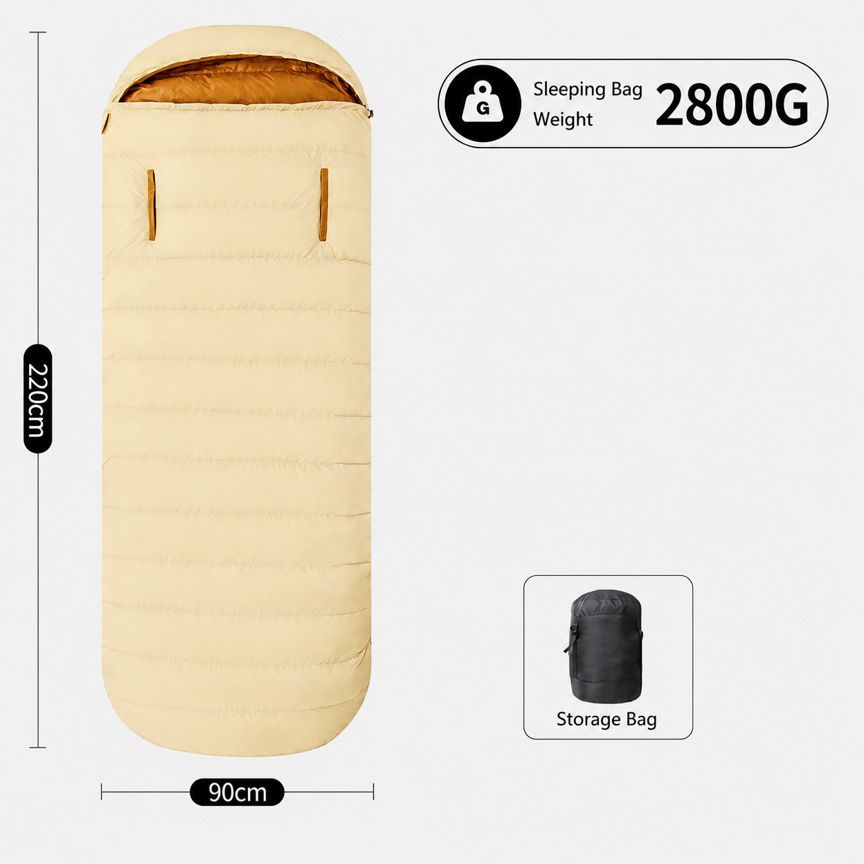 Down Sleeping Bag – Extra-Wide Egg Shape with Hand Slots