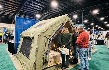 Coody inflatable tent for family camping in the mountains