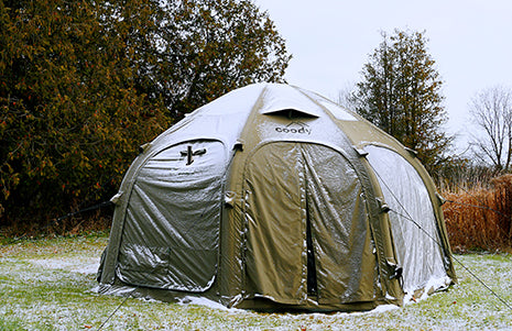 Coody inflatable tent for family camping in the mountains
