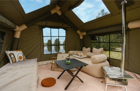 Coody inflatable camping tent with quick setup.