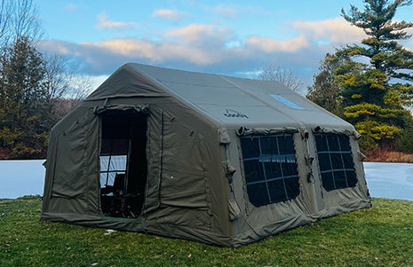 Inflatable camping tent for easy setup and all-weather use.