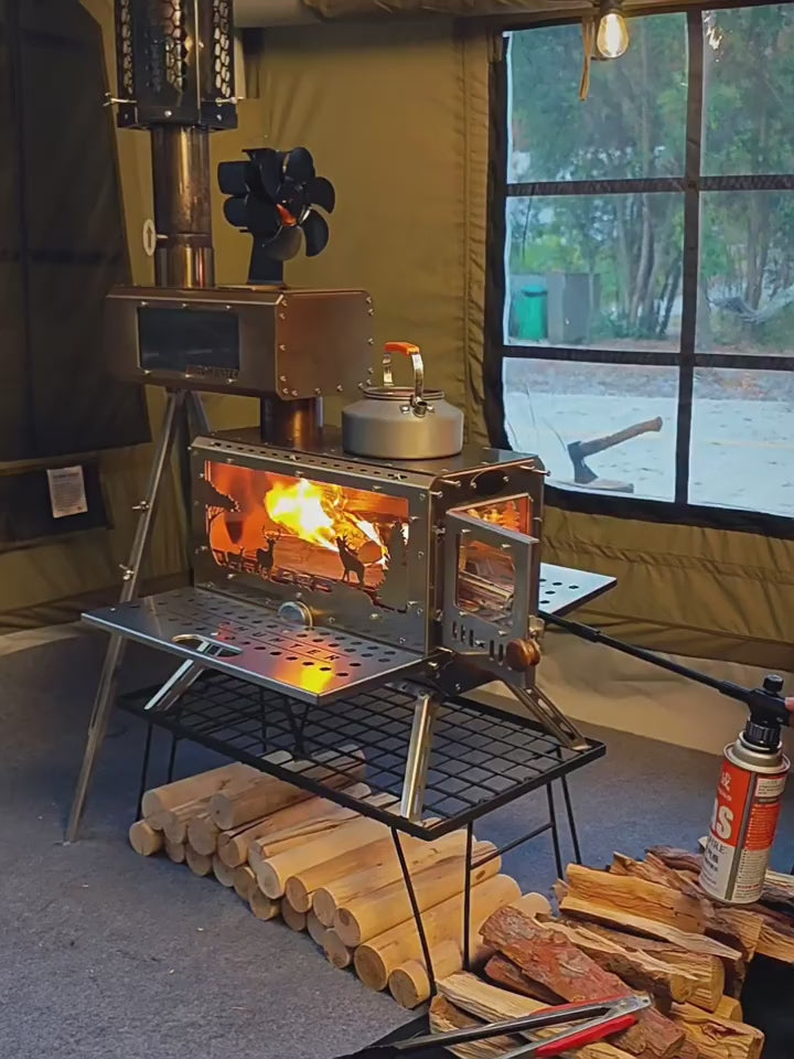 Wild Hunter - Large | Camping Stove, Stainless Steel Folding Campfire Oven